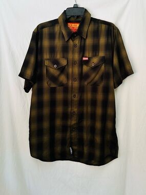 Dixxon “The Corps” Flannel Shirt Men’s Medium Green Black Plaid Short Sleeve